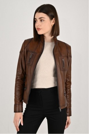 Women's Leather Coat 8139Mld