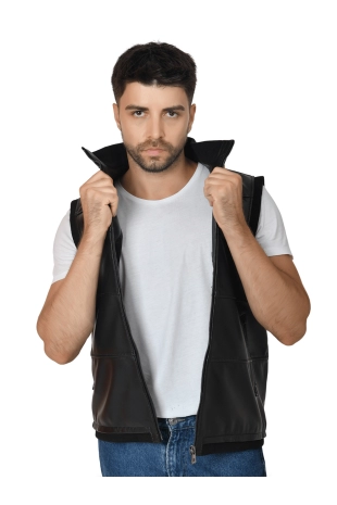 Men's Leather Vest Black 2507