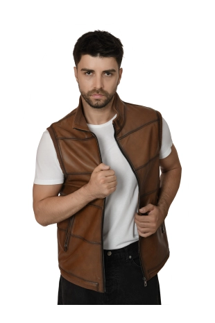 Men's Leather Vest Brown 2507