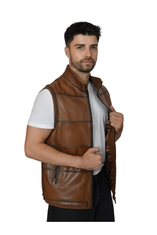 Men's Leather Vest Brown 2507